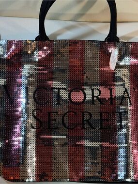 Victoria's Secret Red, Pink & Black Sequin Tote Bag